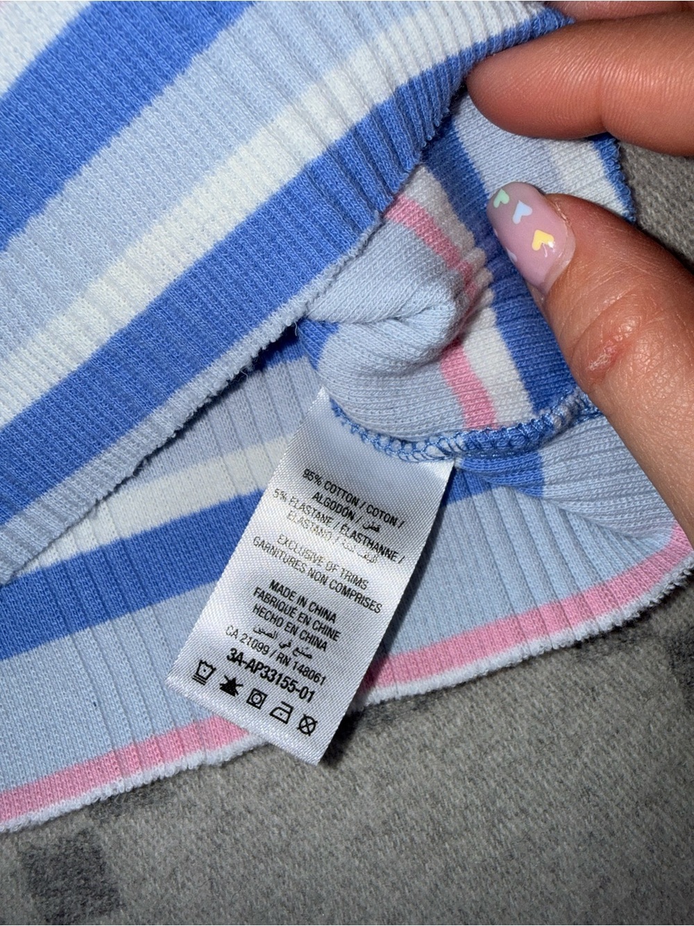 Ardene Cotton Blue and Pink Striped Ribbed Crop Tank Top - Picture 4 of 7